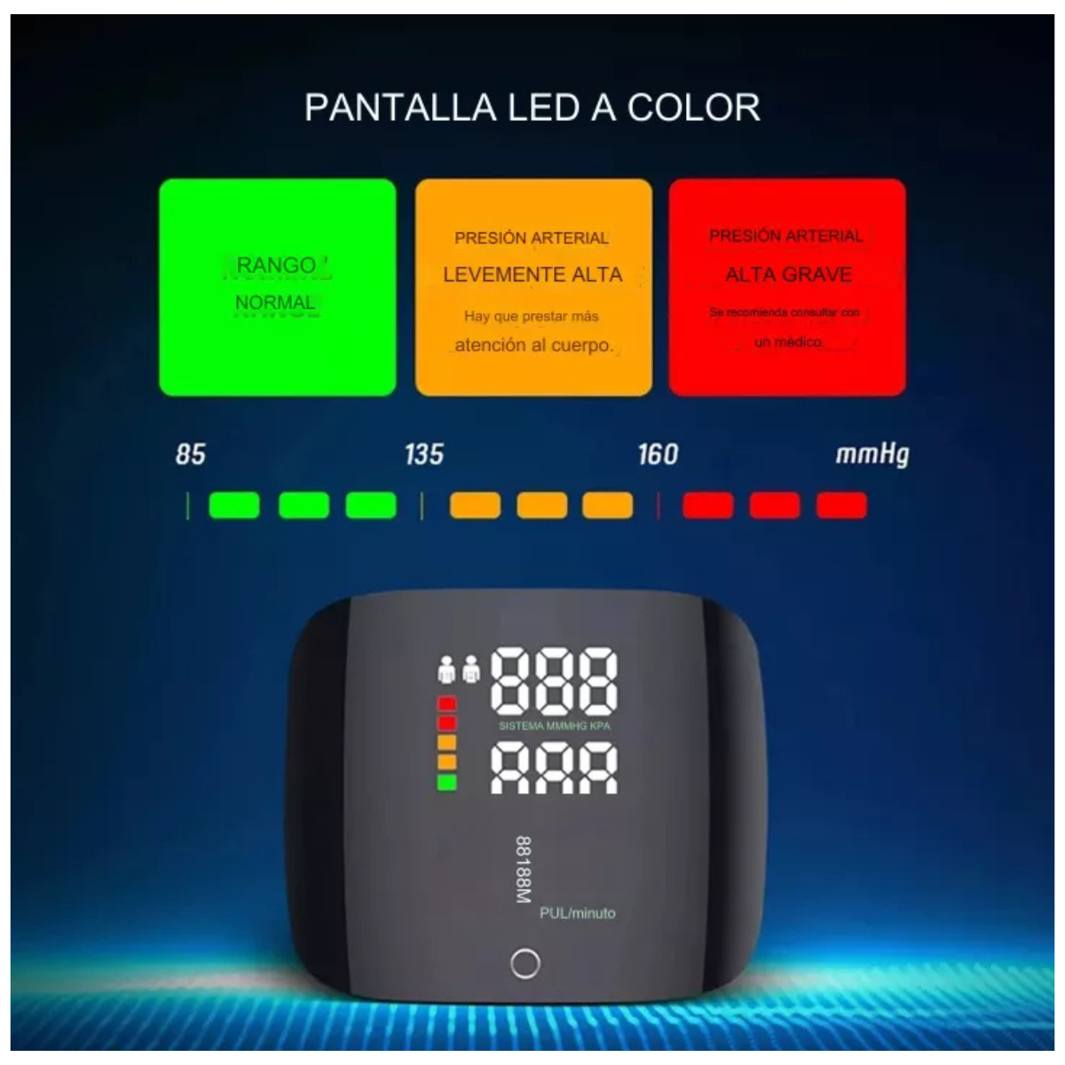 Tensiómetro Monitor De Presión Arterial De Muñeca Usb Recargable